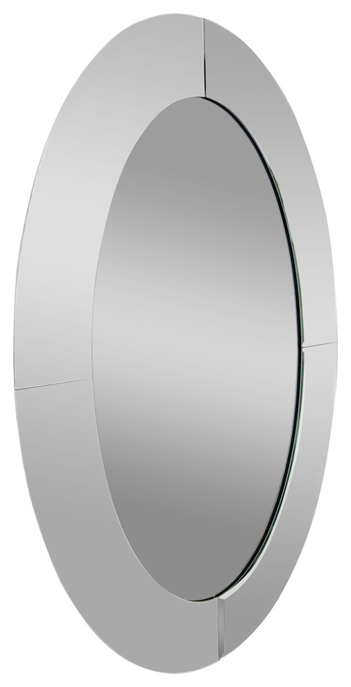 Oval Bevel Edge Trim Overlay Decorative Wall Mirror, 22" X 30" Contemporary Wall Mirrors