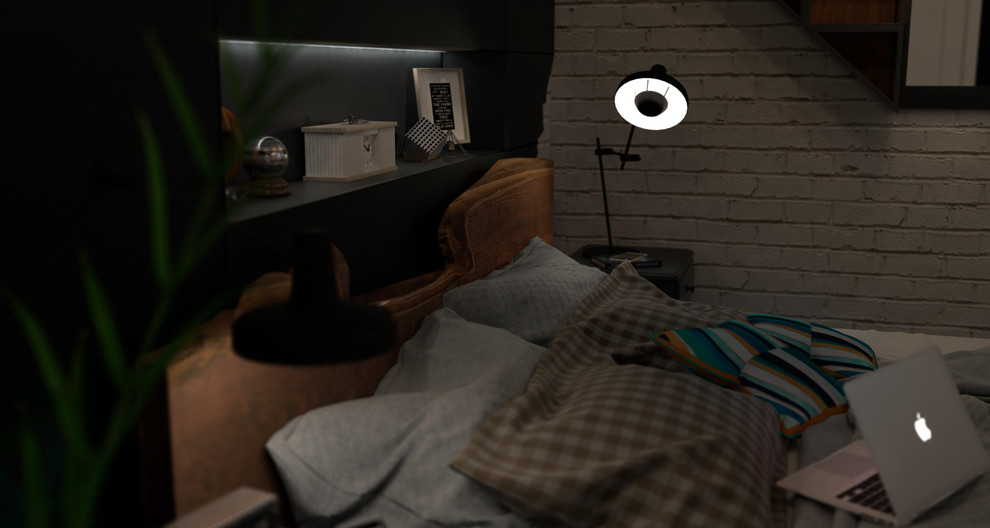 Спальня в квартире для молодой пары.