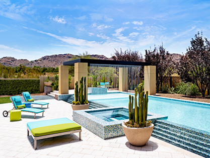 Contemporary backyard pool in Phoenix.
