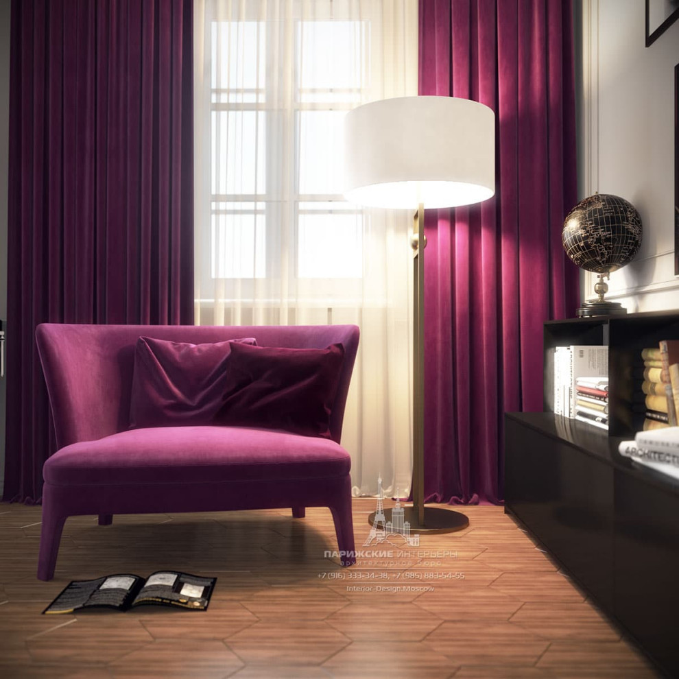 Океанский подарок. Бордовые акценты в московской 3-комнатной квартире