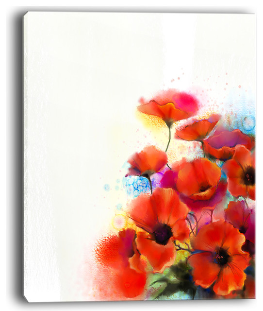 Water Colour Poppy Poppies Canvas Wall Art Picture Print