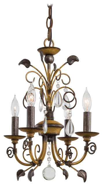 Minka Lavery 3127-126 4 Light Mini Chandelier, Belcaro Walnut