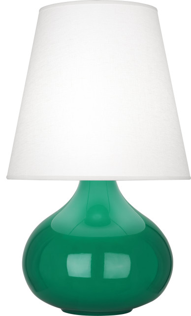 June Accent Lamp, Oyster, Emerald Green