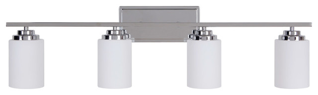 Jeremiah Albany 4-Light Vanity, Chrome, White Frosted Glass, 39704-CH