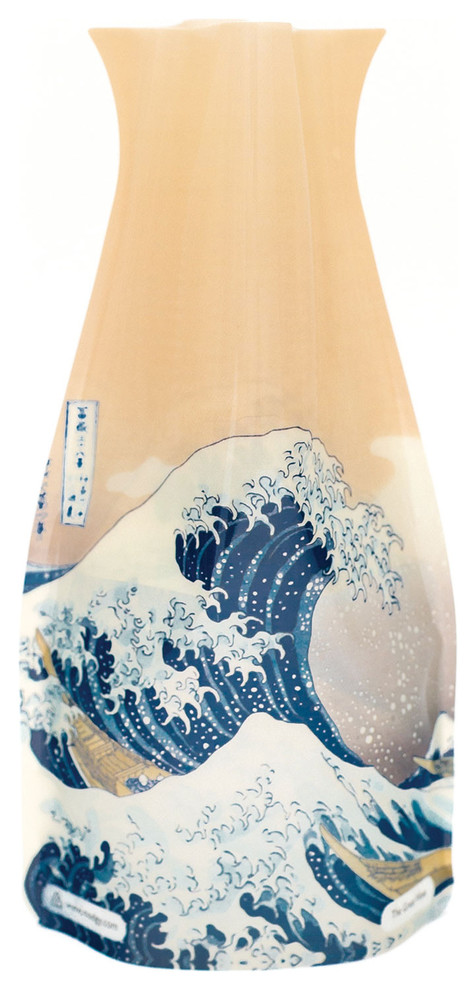 Modgy Plastic Expandable Vase - Great Wave Design  BPA-Free Home, Office, Event