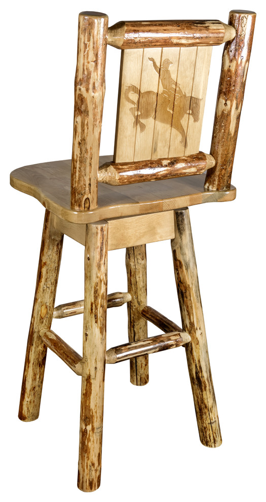 Glacier Country Counter Height Swivel Bar Stool With Laser Engraved