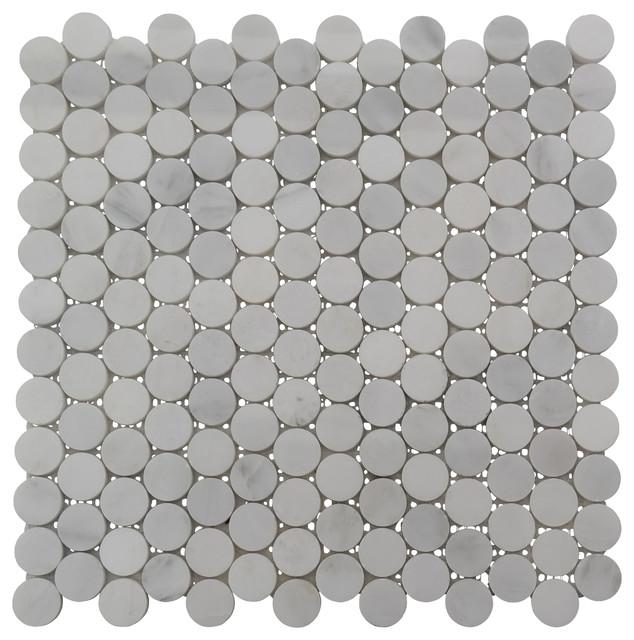 Statuary Carrara Penny Round Mosaic Tile - Contemporary - Mosaic Tiles ...