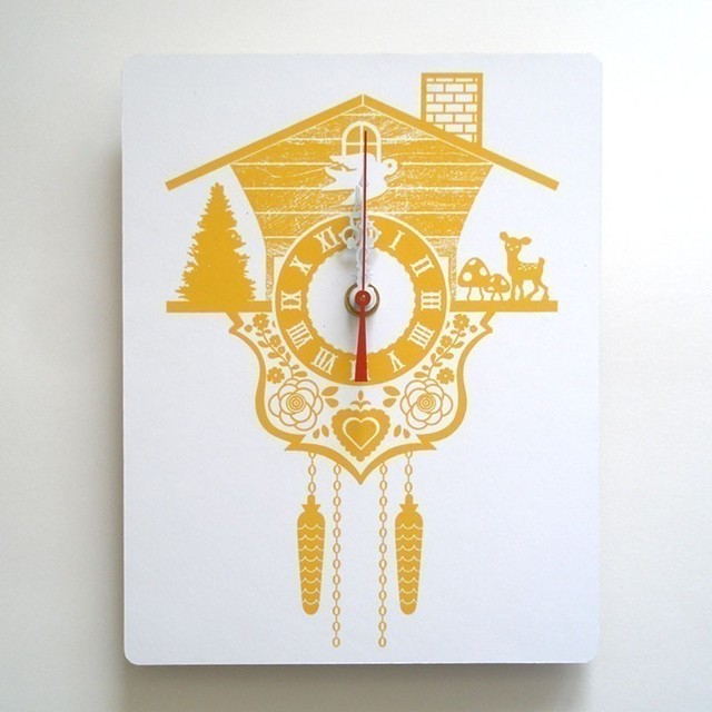 Decoylab Yellow Cuckoo Clock Contemporary Cuckoo Clocks Portland