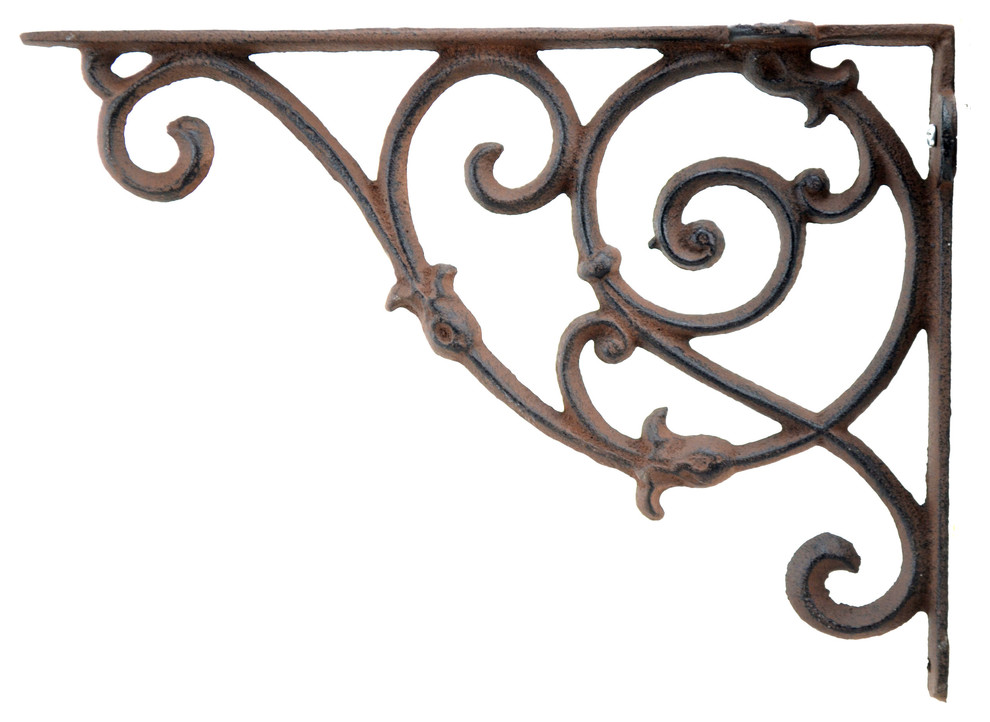 Decorative Wall Shelf Bracket Ornate Curly Fl Vine Brown