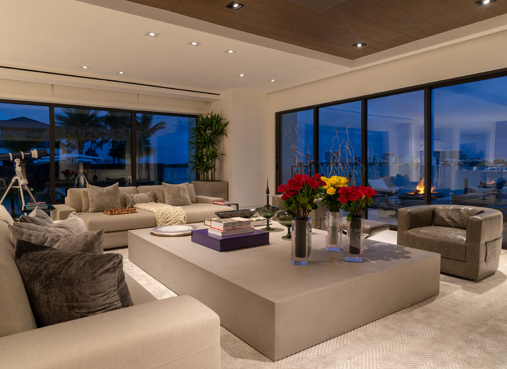 Inspiration for an expansive contemporary living room in Miami.