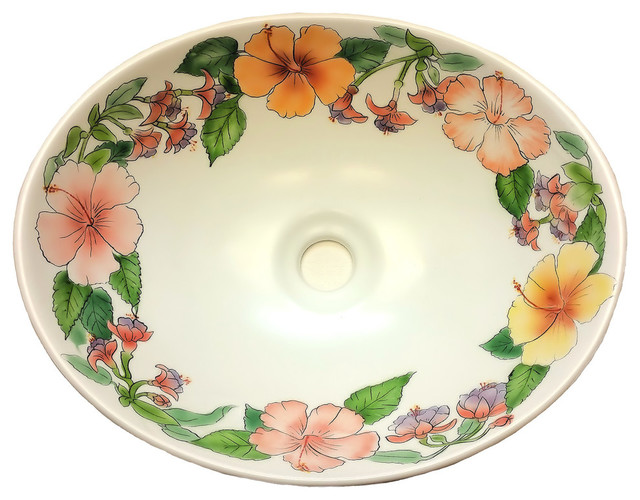 Limited Edition Hand Painted Aloha Vessel Sink, Sink Only