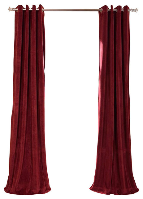 Signature Burgundy Grommet Blackout Velvet Curtain Single Panel