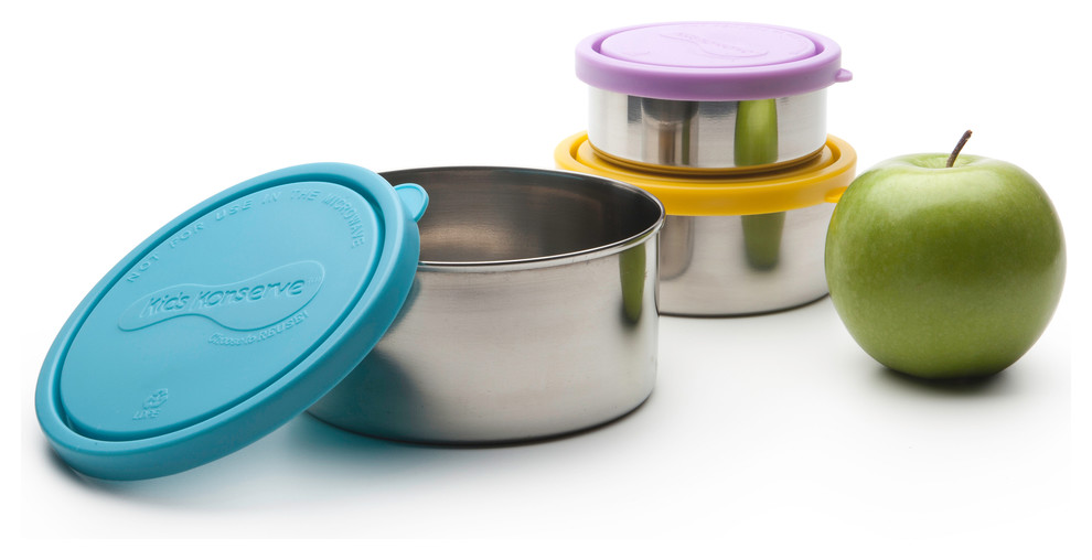 U Konserve 3 Piece Round Nesting Food Container Set with Sky Trio Lids