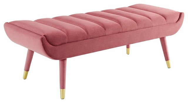 Dusty Rose Modway Anthem 60 Tufted Button Entryway Performance Velvet Bench