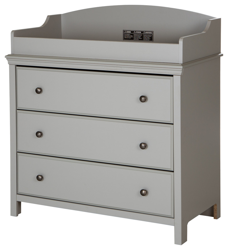 South Shore Cotton Candy Changing Table With Drawers, Soft Gray