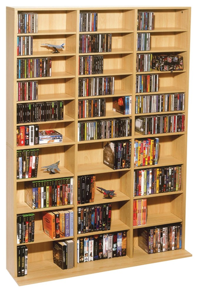 Atlantic Inc Oskar 71" Triple Slim Multimedia Storage Rack in Maple