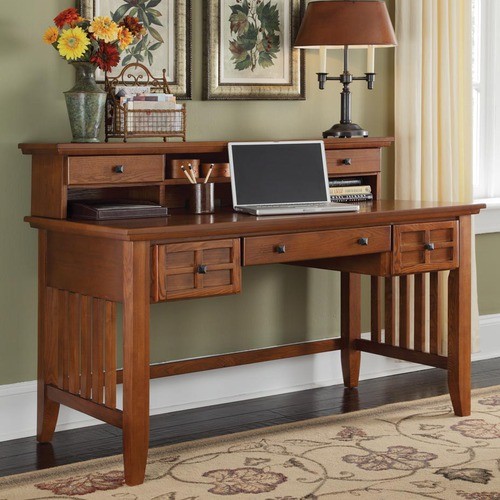 Arts and Crafts Executive Writing Desk and Hutch