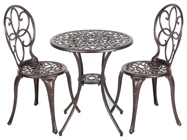 Arria Antique Bronze Cast Aluminum 3 Piece Bistro Set Arria Antique Bronze Cast Aluminum 3 Piece Bistro Set Mediterranean Outdoor Pub And Sets By Tuff Hut