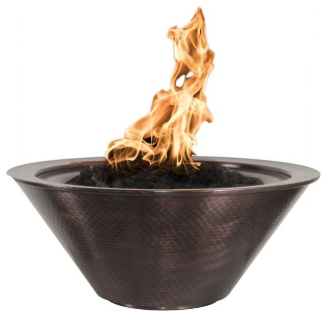 Cazo 30 Hammered Patina Copper Electronic Ignition Fire Bowl