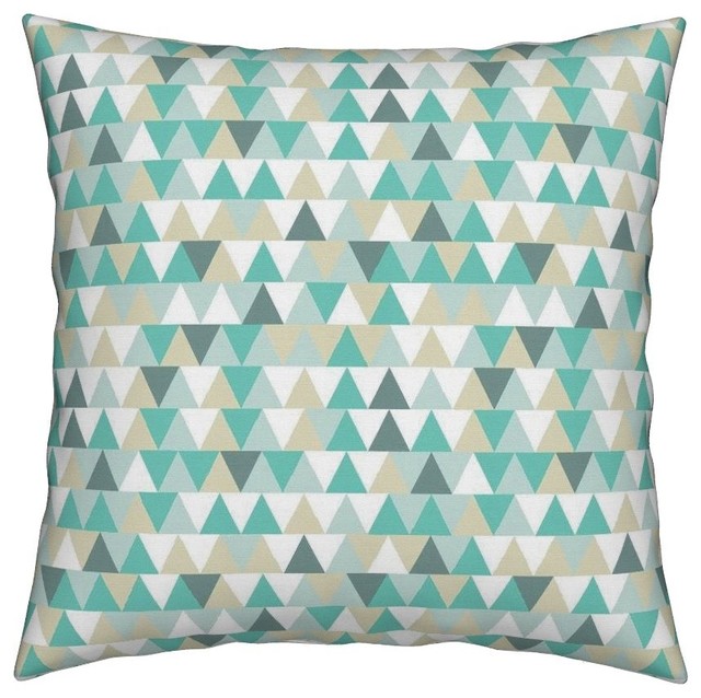 Triangles Geometric Turquoise Teal Throw Pillow Cover Velvet