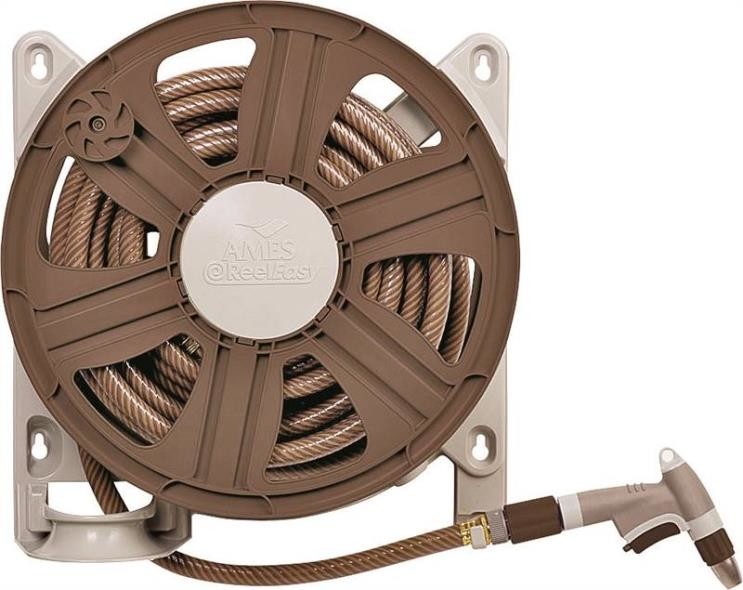 Ames 2388340 Reel Easy Side Mount Poly Hose Reel, 18" Garden Hose