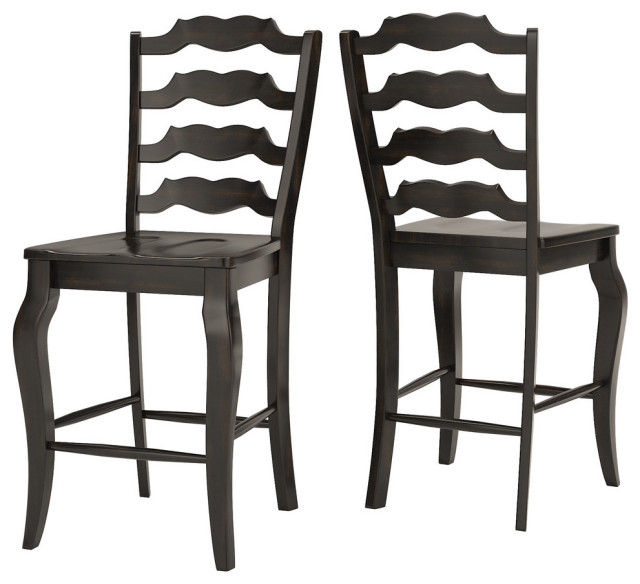 Arbor Hill French Ladder Back Counter, Ladder Back Counter Stools With Rush Seats
