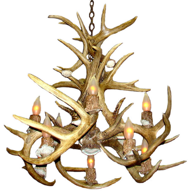 Real Antler Whitetail Deer Inverted Cascade Chandelier Light Rustic