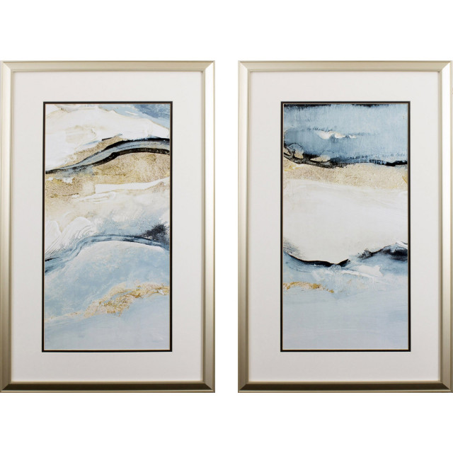 2Piece Set Sandy Beach Abstract Wall Art Contemporary Prints And