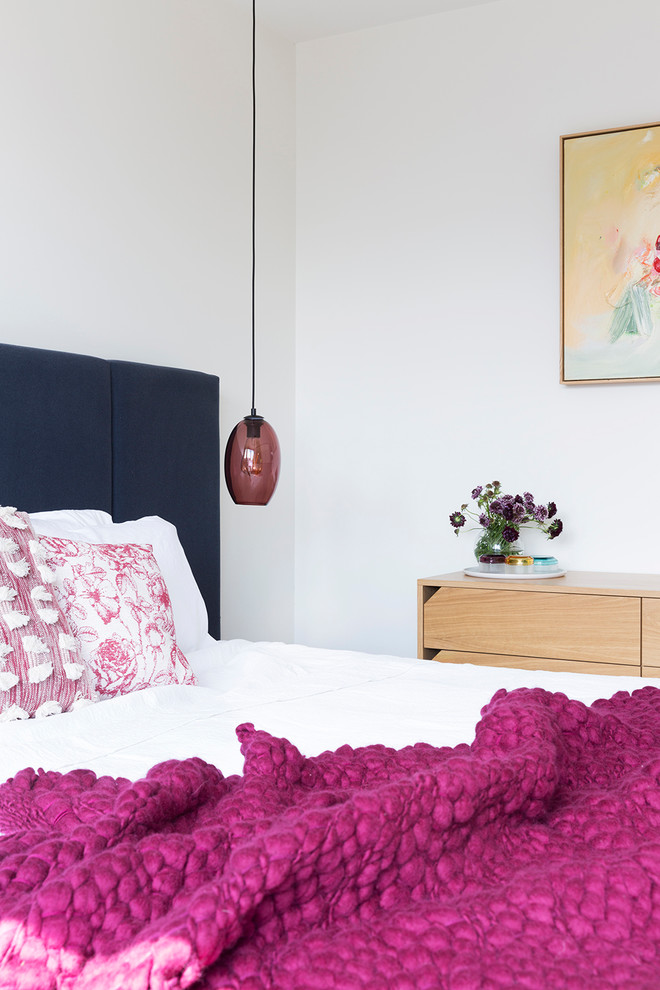 This is an example of a scandinavian bedroom in Melbourne.
