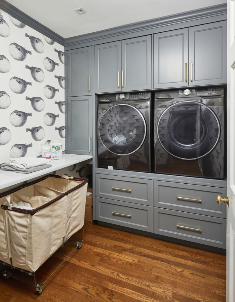 Example of a transitional laundry room design in Richmond