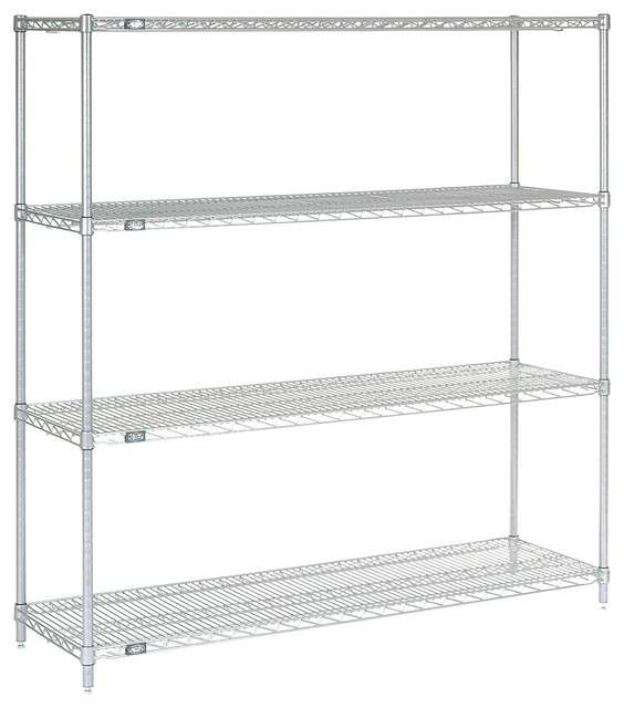 Nexel 4Tier Wire Shelving Unit, 18"x54"x63", Black Traditional