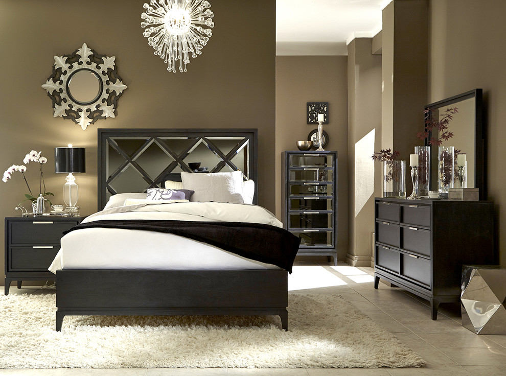 Luxe and Neutral Mirrored Bedroom - Transitional - Bedroom ...