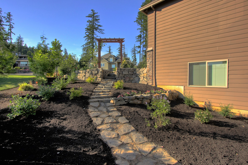 Photo of a contemporary side yard garden in Portland.