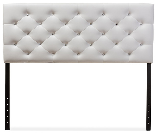 Viviana Upholstered Button-Tufted Headboard, Full, White