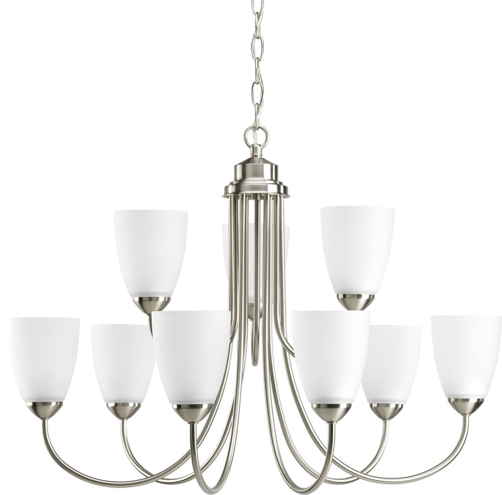 Progress Lighting P4627-09EBWB 9-Light Chandelier with Etched Glass Shades