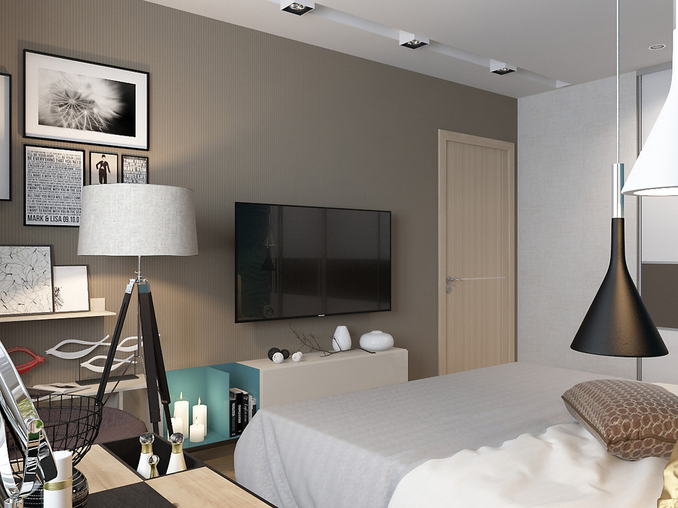 Спальня с бирюзовыми акцентами