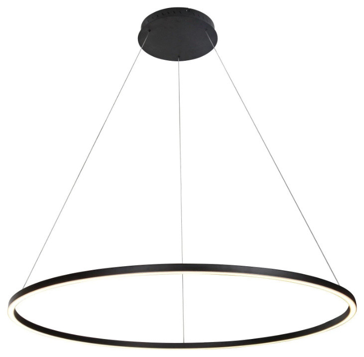 51 Tania Led Circular Chandelier Adjustable Suspension Fixture Black Modern Chandeliers By Buildcom
