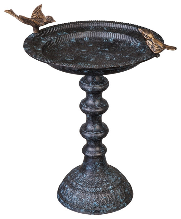 Cast Iron Bird Bath on Pedestal Traditional Bird Baths by J