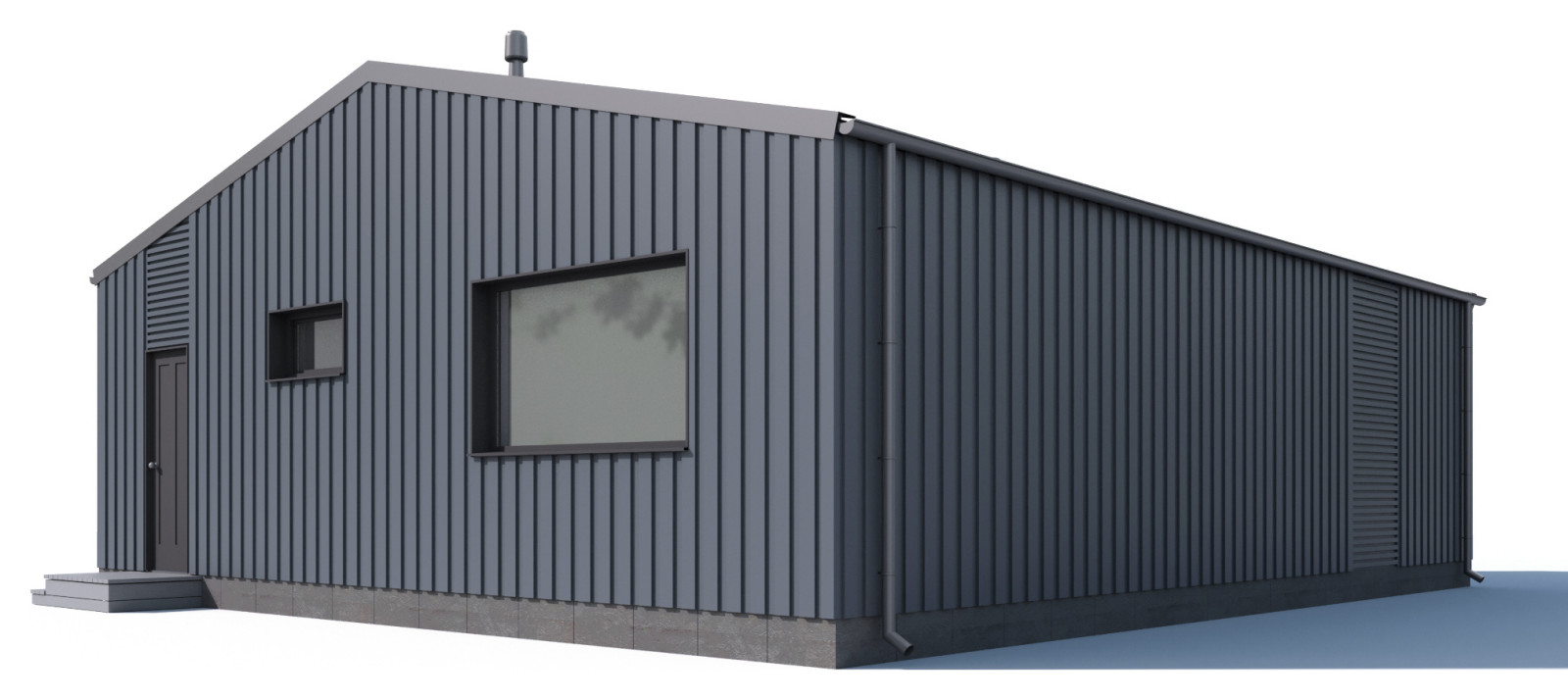 Небольшой каркасный дом с просторной гостиной, 74 м.кв.