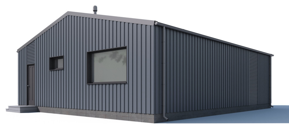 Небольшой каркасный дом с просторной гостиной, 74 м.кв.