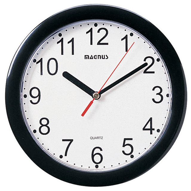 Dainolite 24003 Magnus 8" Diameter 12 Hour Wall Clock - Black