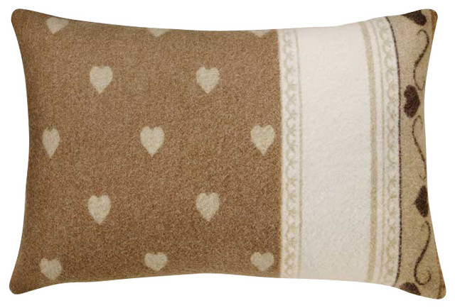 Boiled Wool Toile Pillow A HEART2, Cream