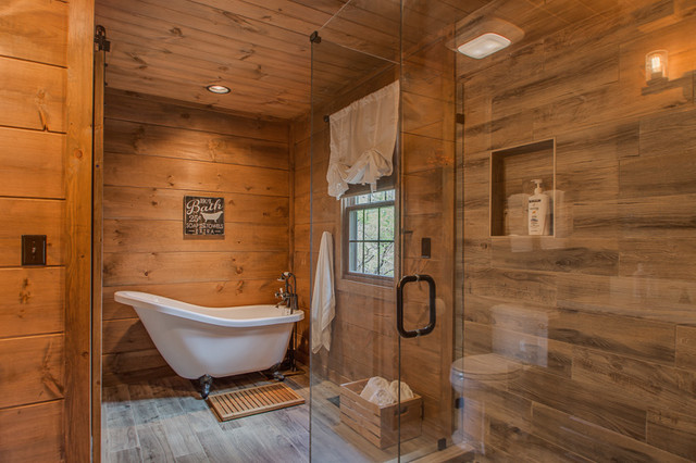 After Log Cabin Build Gatlinburg Tn Rustic Bathroom