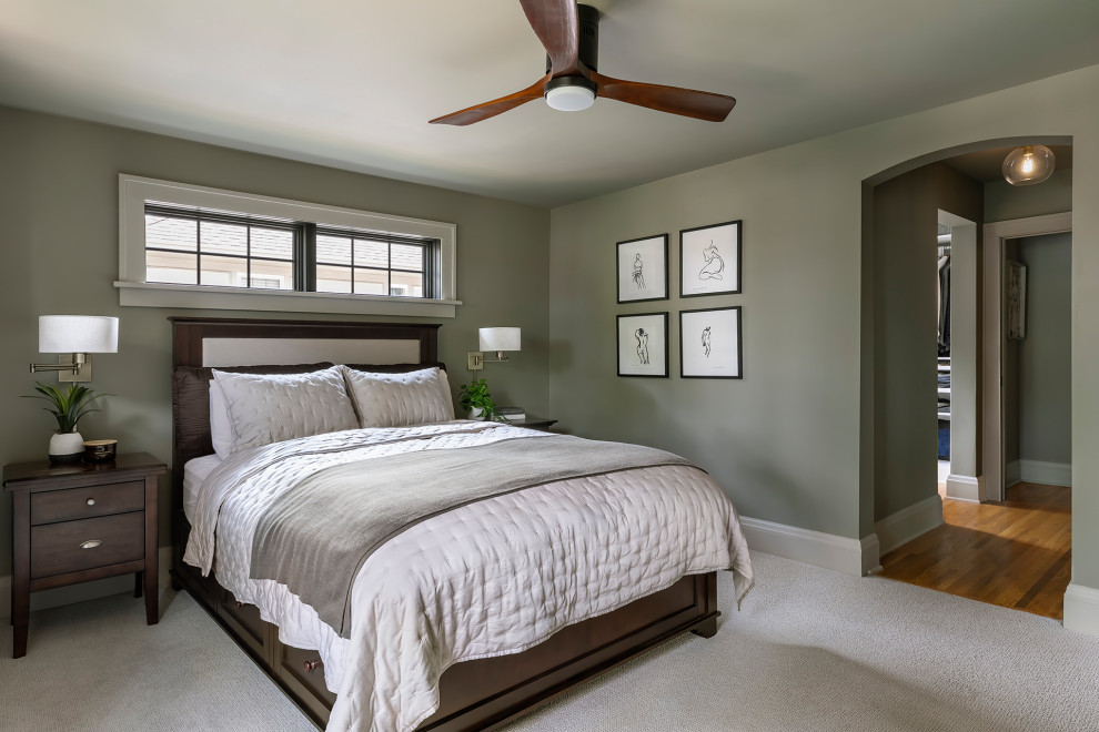Example of a transitional bedroom design in Minneapolis