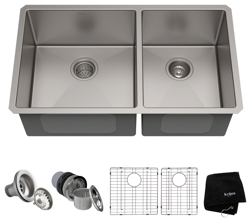 Standart PRO 33" Undermount Stainless Steel 2-Bowl 16 Gauge Kitchen Sink