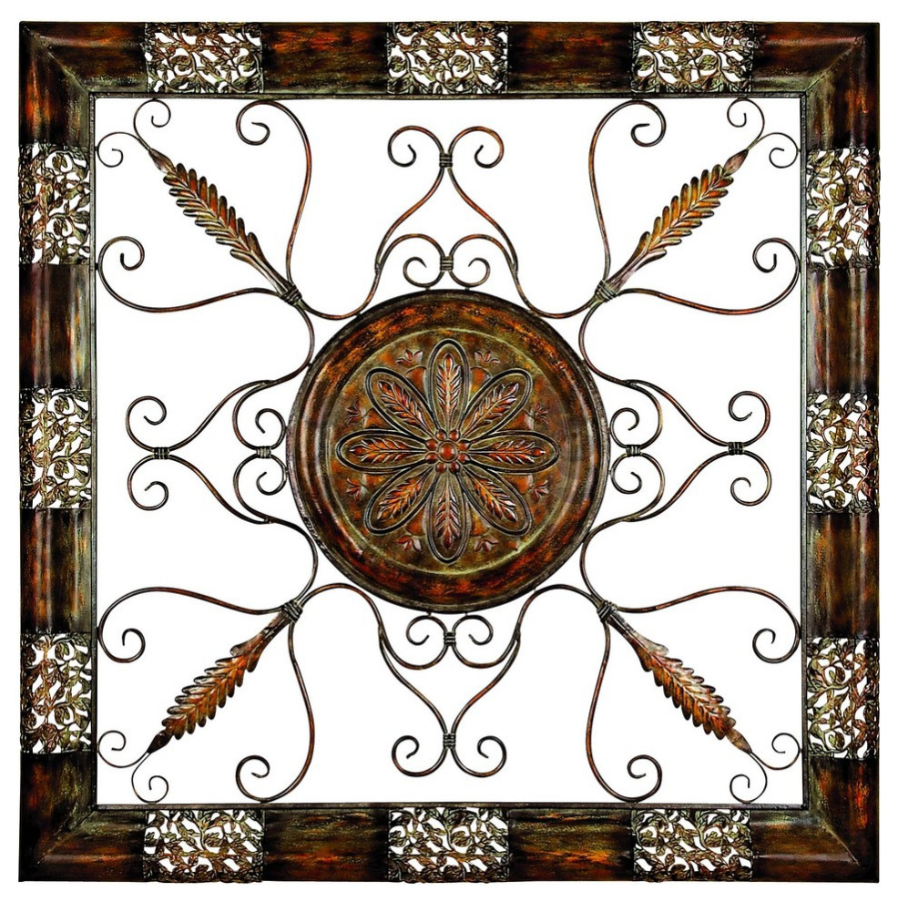 Rustic Brown Metal Wall Decor 89995 - Mediterranean - Metal Wall Art