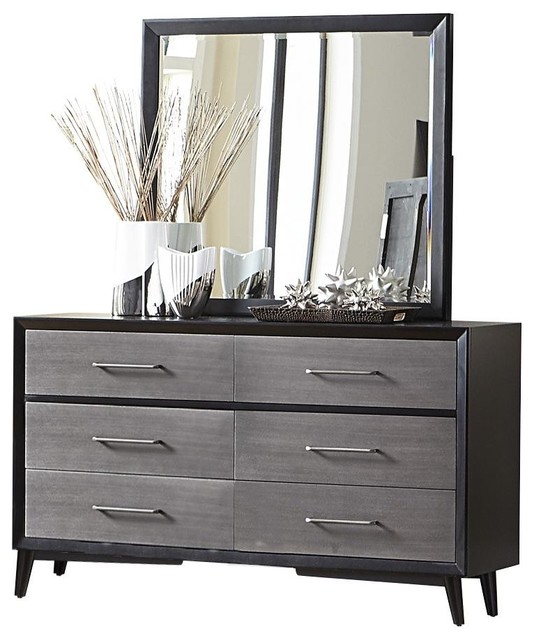 Ranberg Mid Century Modern Dresser And Mirror Gray Midcentury