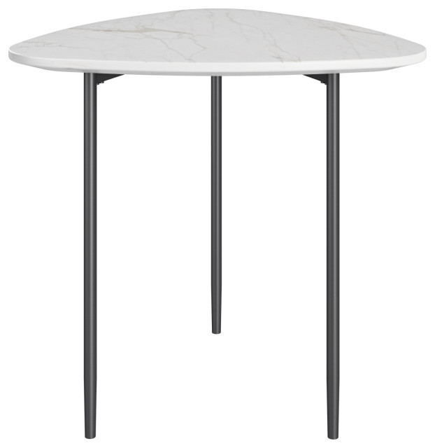 Modrest Andros White Marble, Black Metal End Table Midcentury Side