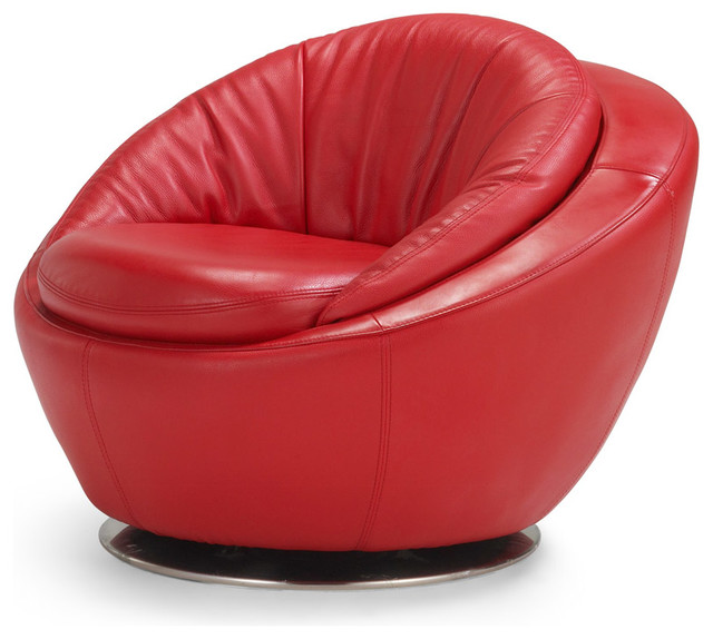 Heidi Leather Accent Chair with Swivel Base - Red