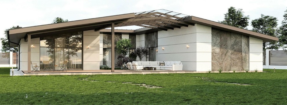 Современный одноэтажный дом с патио